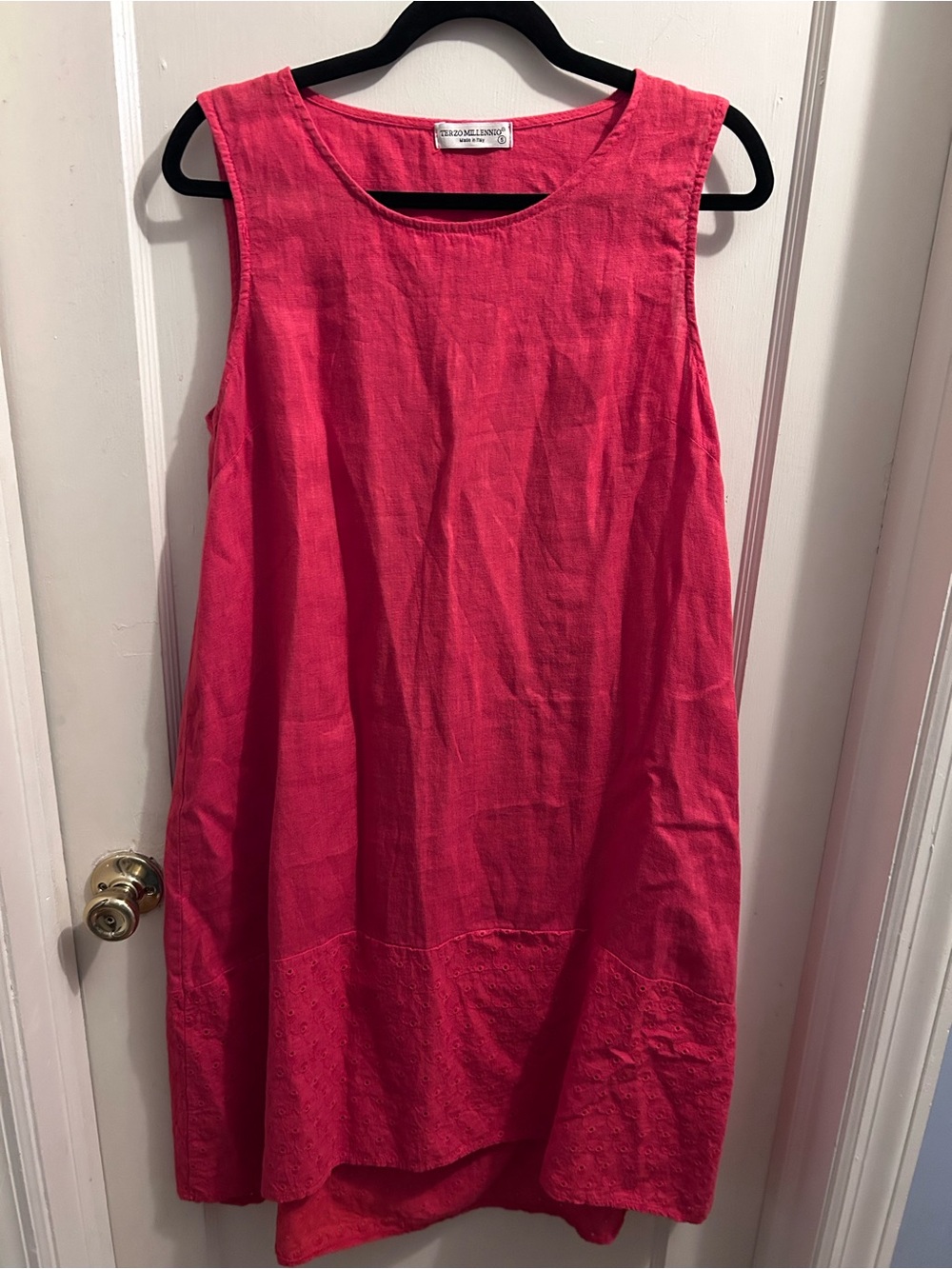 Terzo Millennio Sleeveless Hot Pink Linen Midi Dress Women’s Small Made in Italy